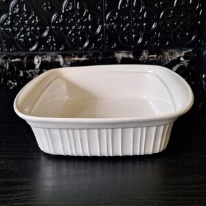 French White Corningware Stoneware Square Baking Pan, Casserole Dish, Brownies